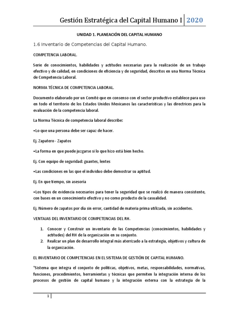 1.6 Inventario de Competencias de Capital Humano | PDF | Capital humano