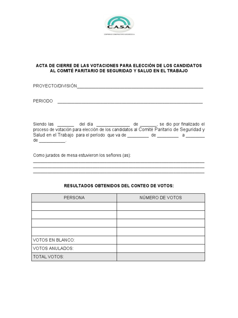 Acta de Cierre de Votaciones Comité Paritario | PDF | Derecho