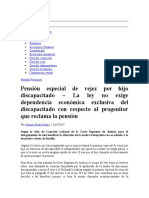 Pension Especial de Vejez Por Hijo Discapacitado