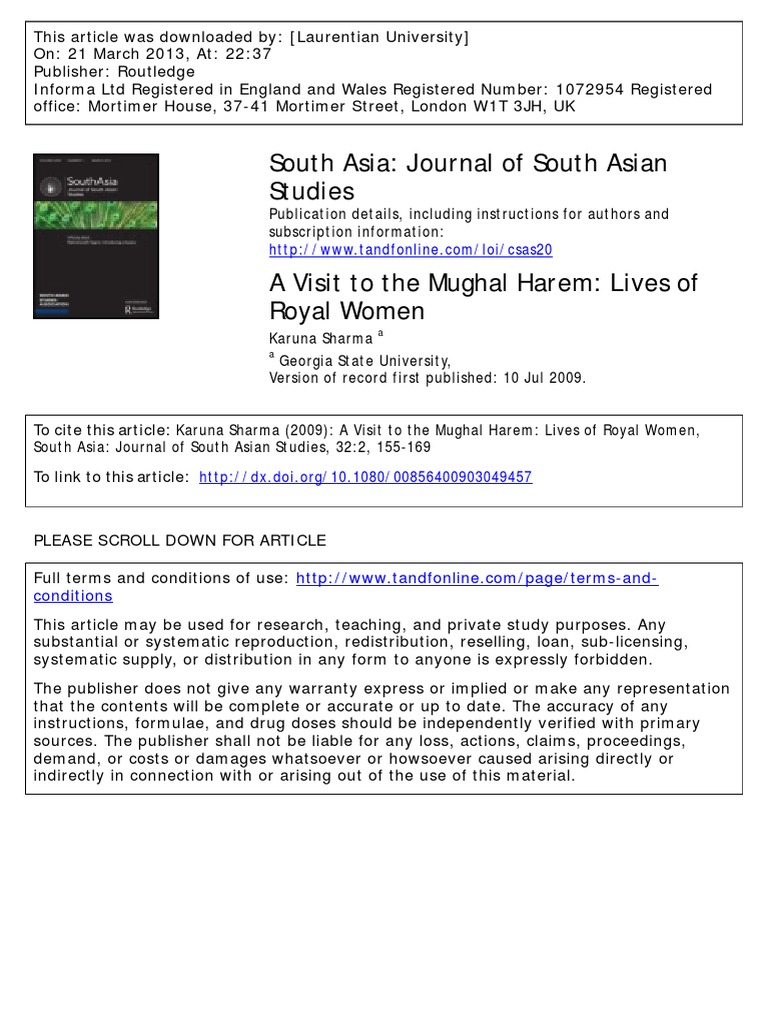 Mughal Harem: Women's Roles Explored | PDF | Harem | Mughal Empire