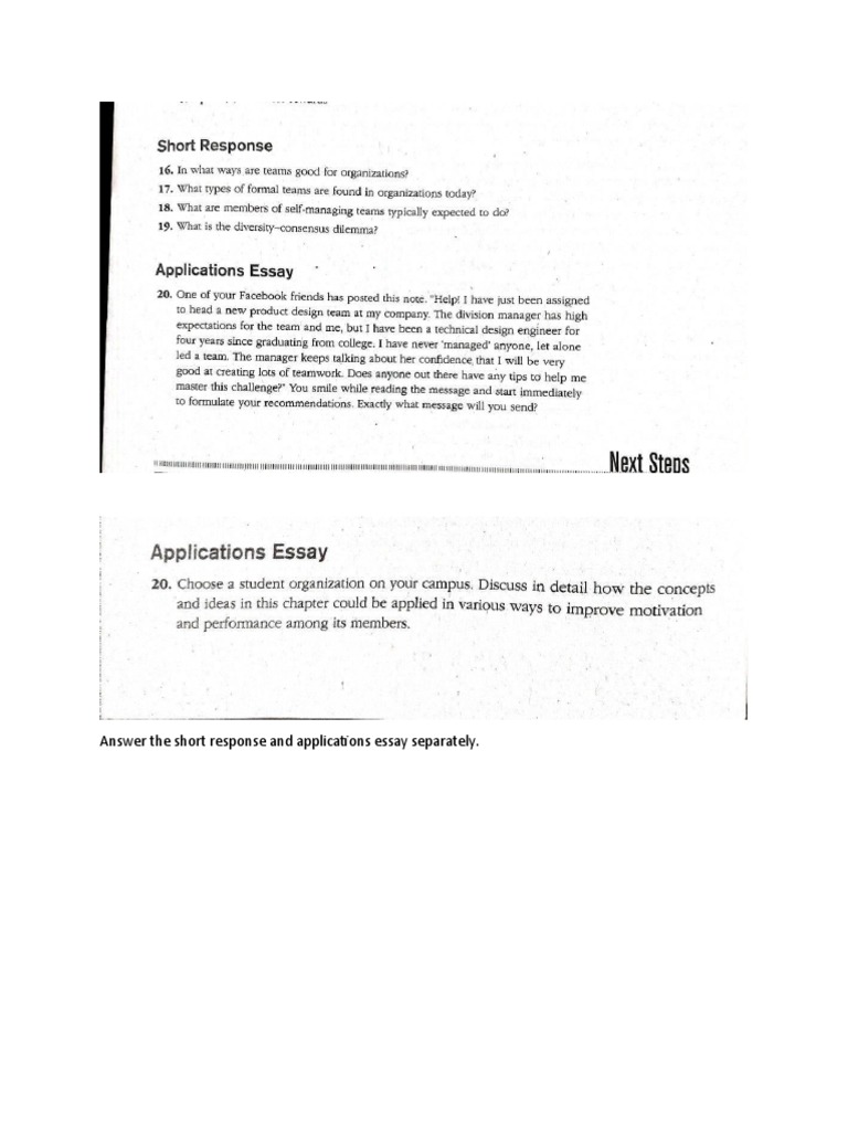 Answer The Short Response and Applications Essay Separately | PDF ...