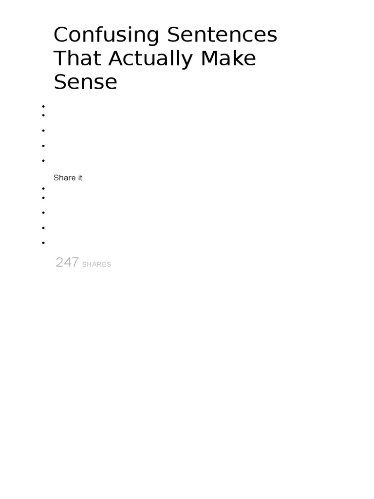 Confusing Sentences That Actually Make Sense PDF Sentence