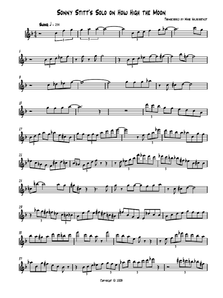 Sonny Stitt How High The Moon Alto PDF PDF