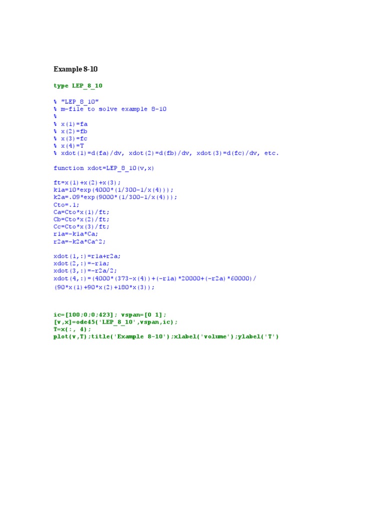 MATLAB Function for Example 8-10 Analysis | PDF