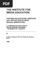 Download Partner Solicitation Language as a Reflection of Male Sexual Orientation by Judith Gelernter Reisman PhD SN45660694 doc pdf