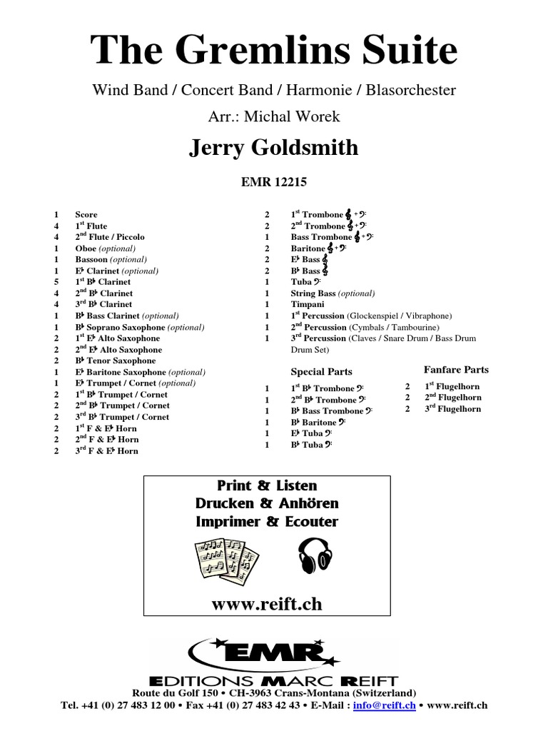 The Gremlins Suite | PDF | Saxophone | Trombone