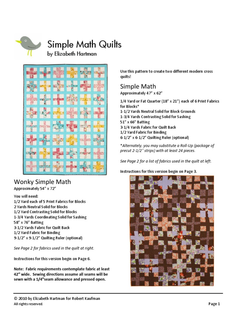 Simple Math Quilts PDF Quilt Quilting