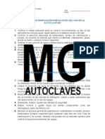 Guía Rápida de Verificación Previa Antes Del Uso de La Autoclave MG