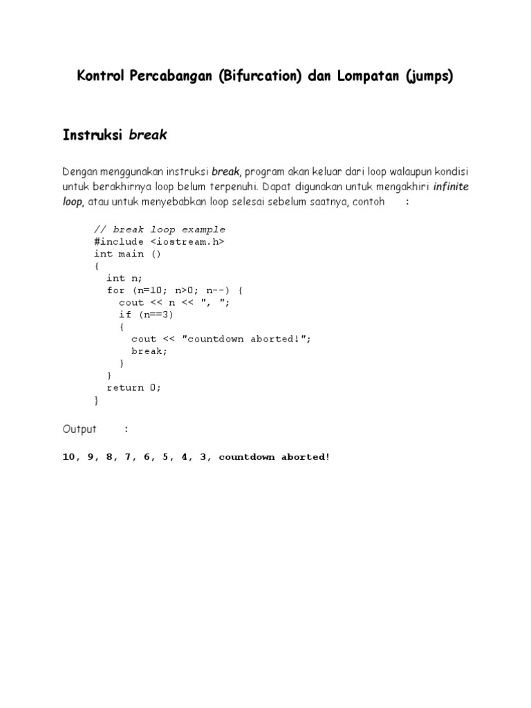 Kontrol Loop: Break, Continue, Goto | PDF