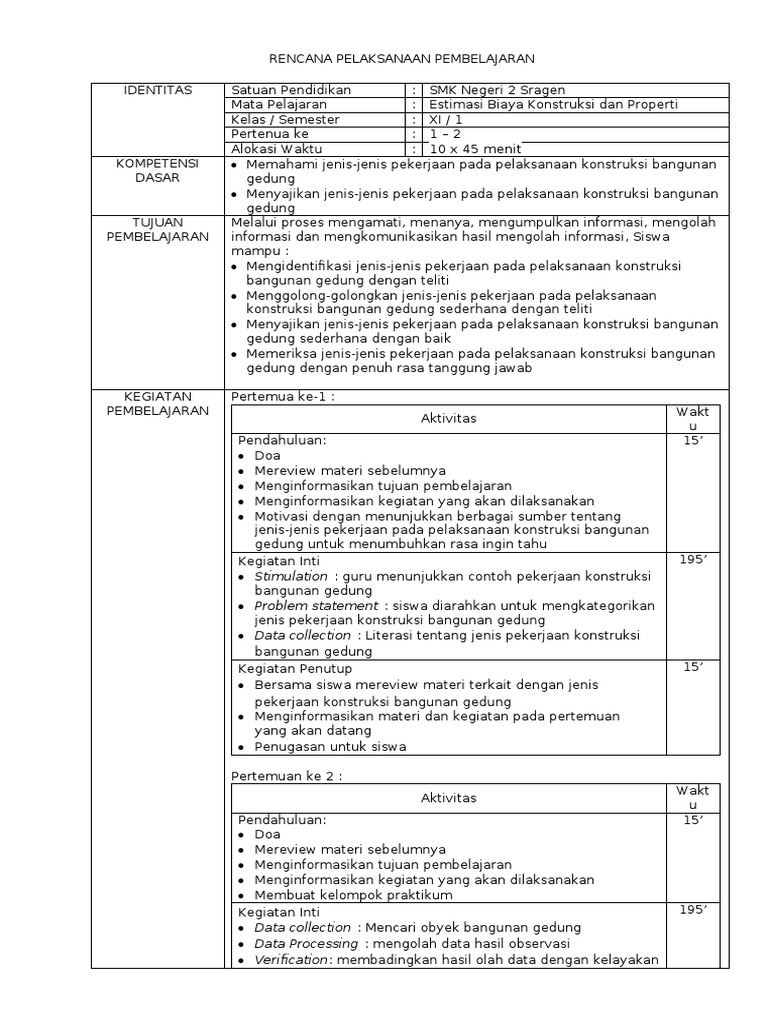Soal Estimasi Biaya Konstruksi Mathlaul Khairiyah