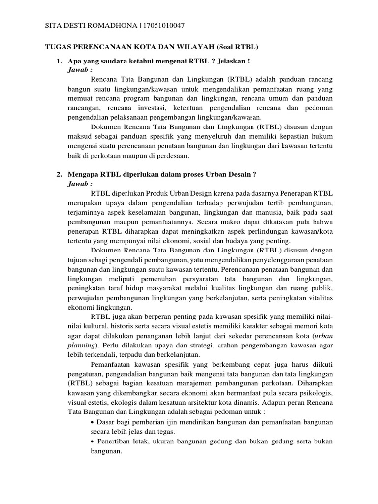 Pentingnya RTBL dalam Perencanaan Kota | PDF