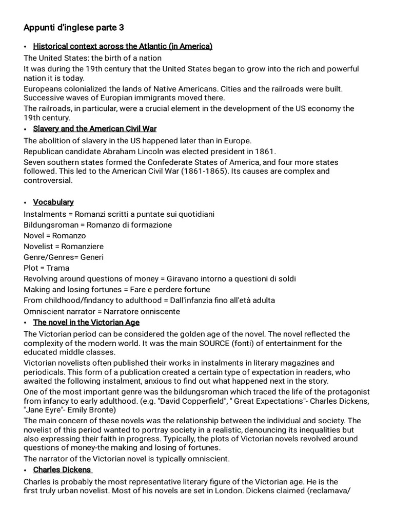 Appunti D'inglese Parte 3 Historical Context Across The Atlantic (In