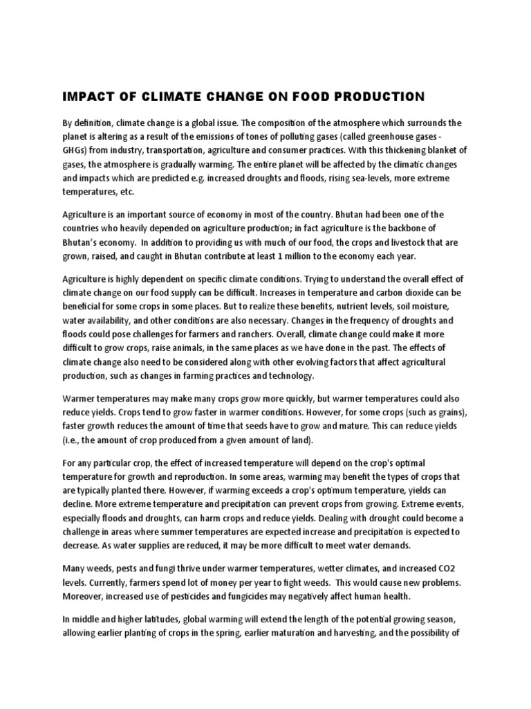 Impact of Climate Change On Food Product | PDF | Global Warming ...