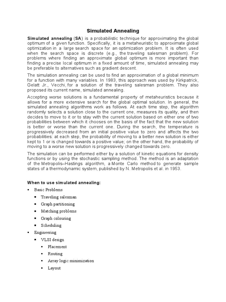 Overview of Simulated Annealing Method | PDF | Algorithms And Data ...