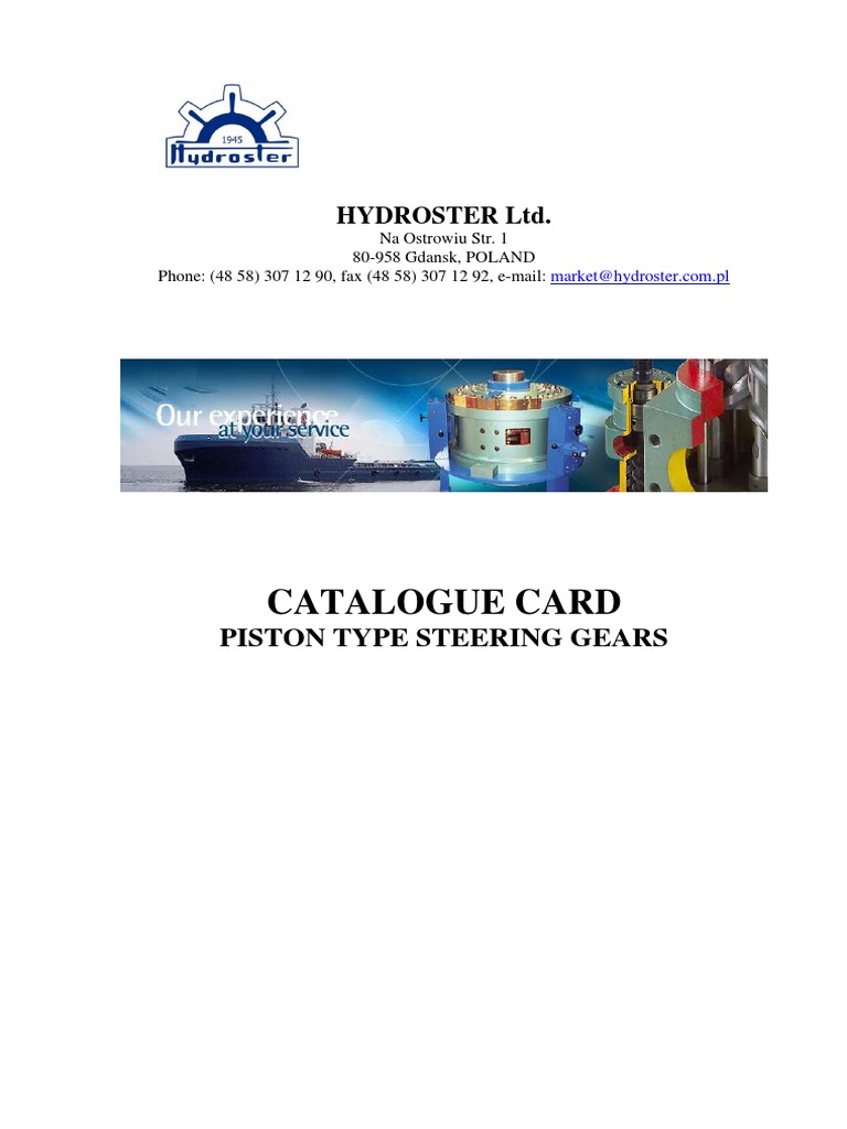 Catalogue Card Piston Type Steering Gears PDF Rudder Valve