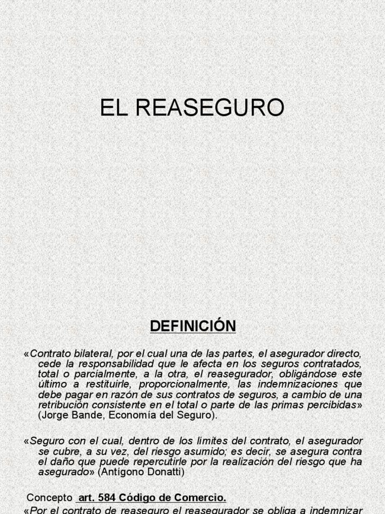 Definición y Regulación del Reaseguro | PDF | Reaseguro | Póliza de seguros