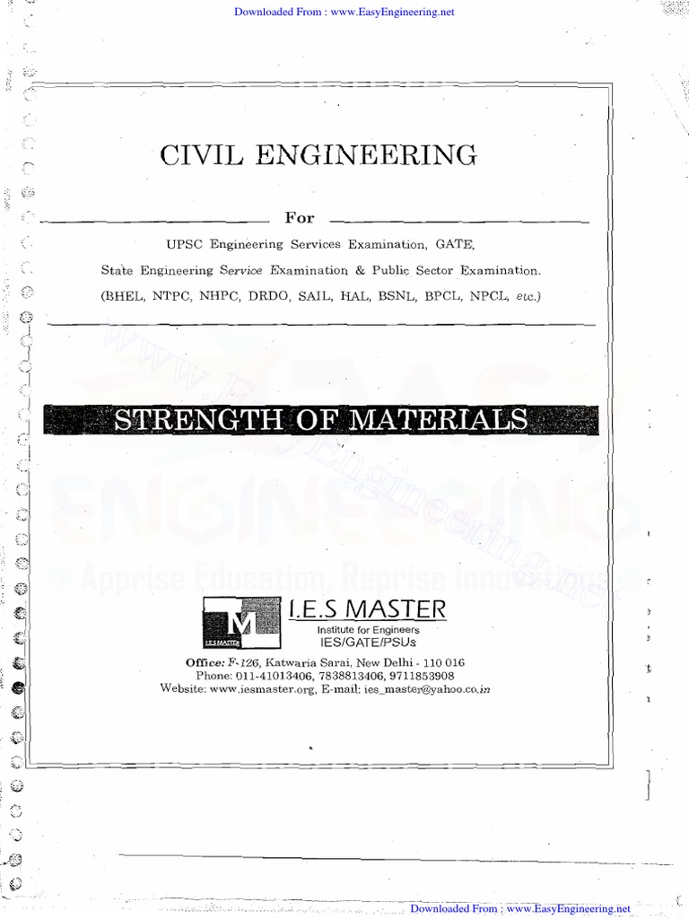 (GATE IES PSU) IES MASTER Strength of Materials 1 Study Materia PDF | PDF