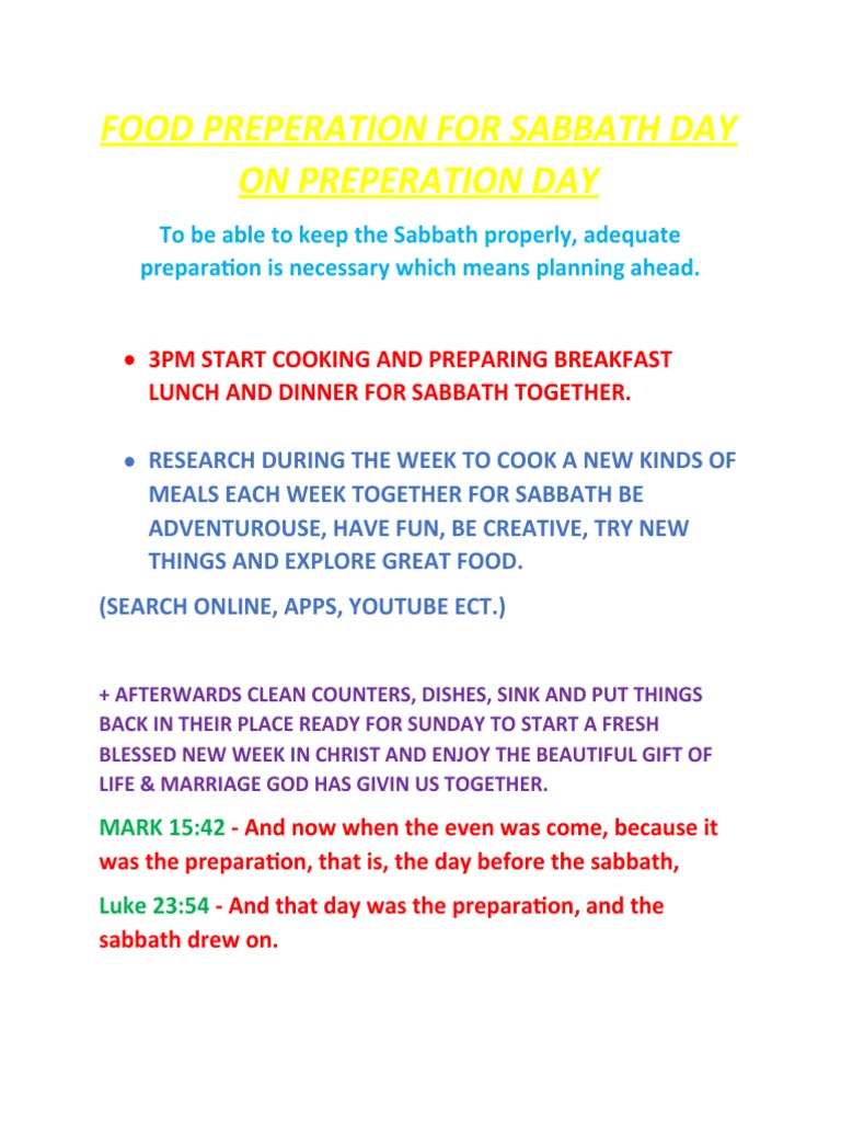 Preperation Day For Sabbath Meals PDF
