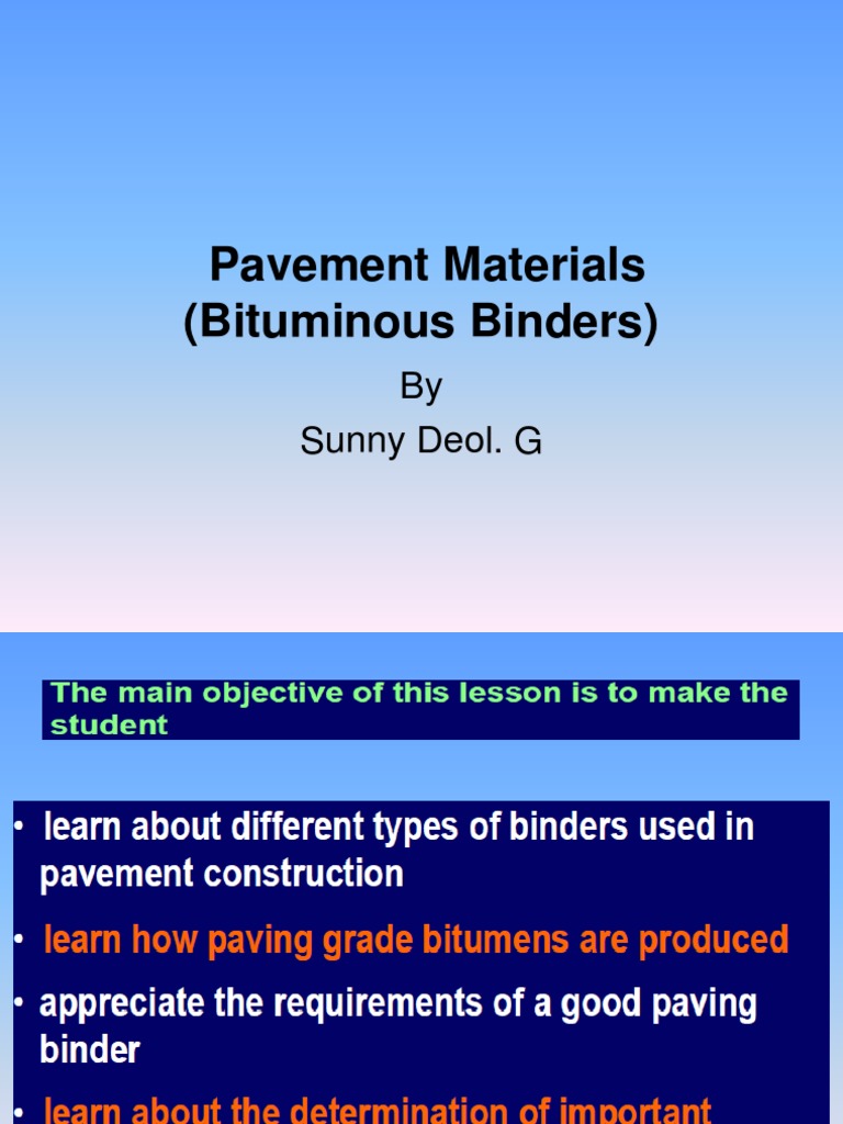 Bituminous Binders in Pavement Materials | PDF
