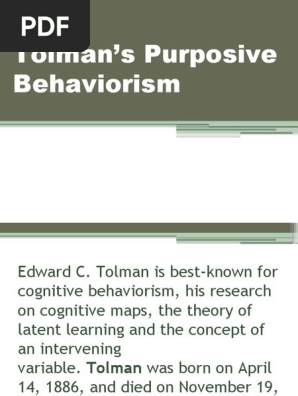 Tolman�s Purposive | Pdf | Behaviorism | Learning