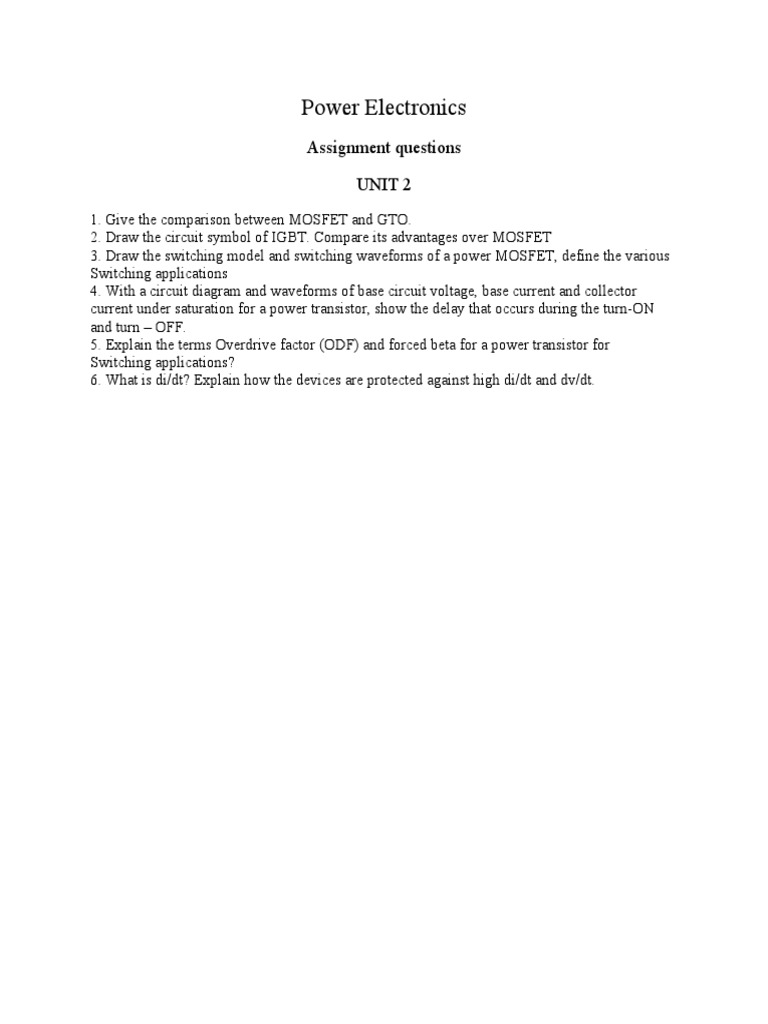 PE Assignment Questions UNIT-2 | PDF | Computers | Technology & Engineering