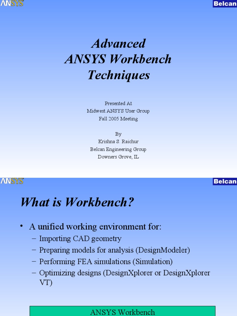 Advanced ANSYS Workbench Techniques | PDF | Parameter (Computer ...