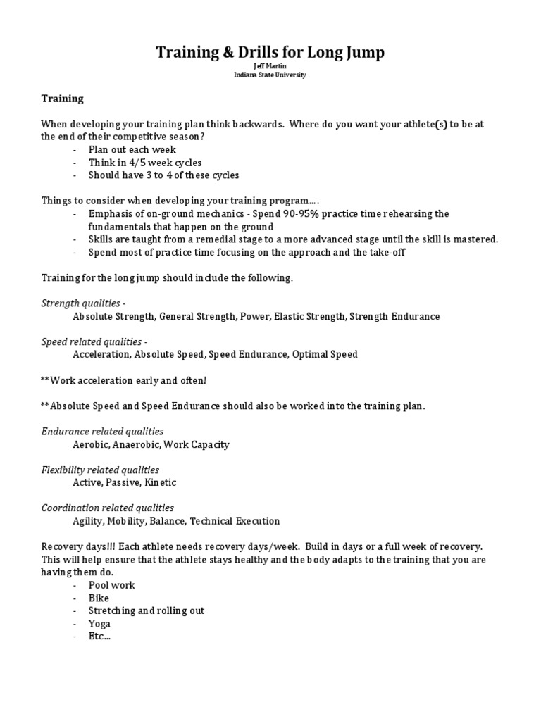 MartinLong Jump Training Drills PDF Recreation Physical Exercise
