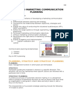 Integrated Marketing Communication Planning Summary