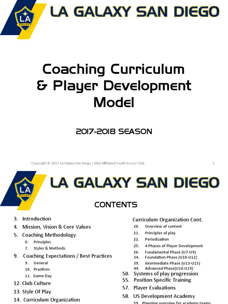 Coaching Curriculum & Player Development Model: 2017-2018 SEASON | PDF ...