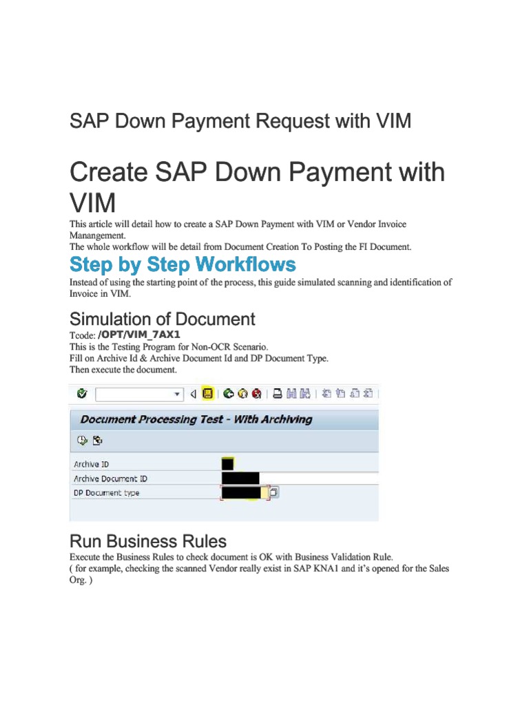 Creating SAP Down Payments with VIM | PDF | Business | Finance & Money ...
