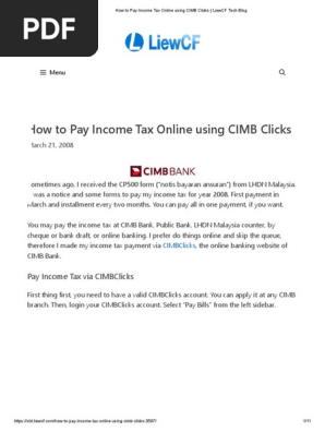 How To Pay Income Tax Online Using Cimb Clicks Liewcf Tech Blog Payments Taxes
