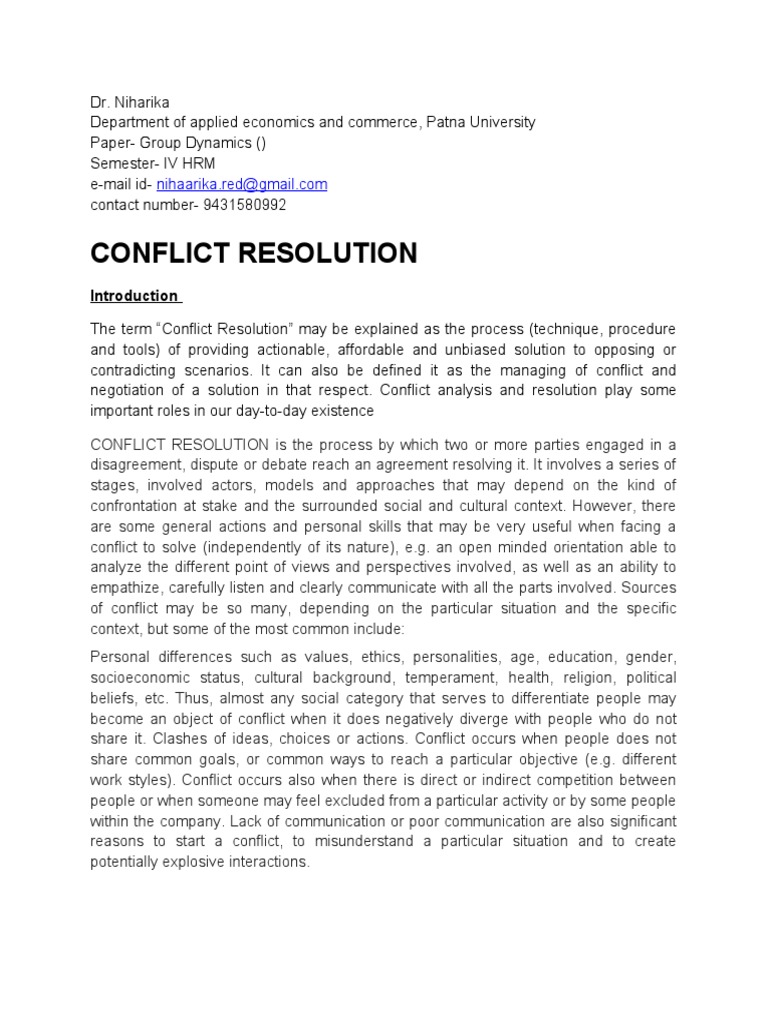 Conflict Resolution Strategies Explained | PDF | Conflict Resolution ...