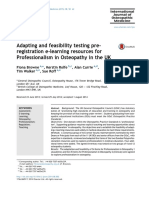 Adapting and Feasibility Testing Pre-Registration E-Learning Resources For Professionalism in Osteopathy in The UK