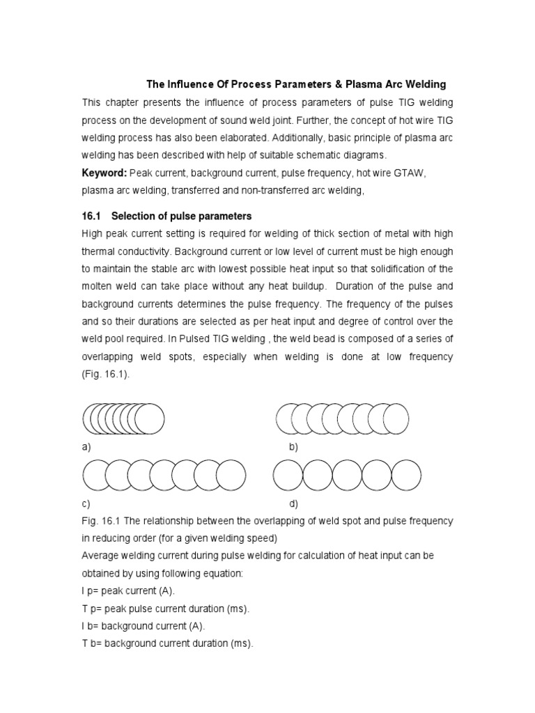Process Parameters in Plasma Arc Welding | PDF | Electric Arc | Welding