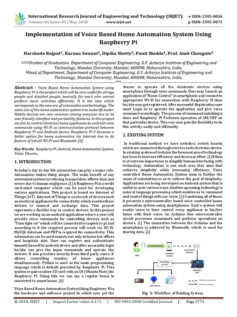 Voice Based Home Automation System Using Raspberry Pi PDF | PDF ...