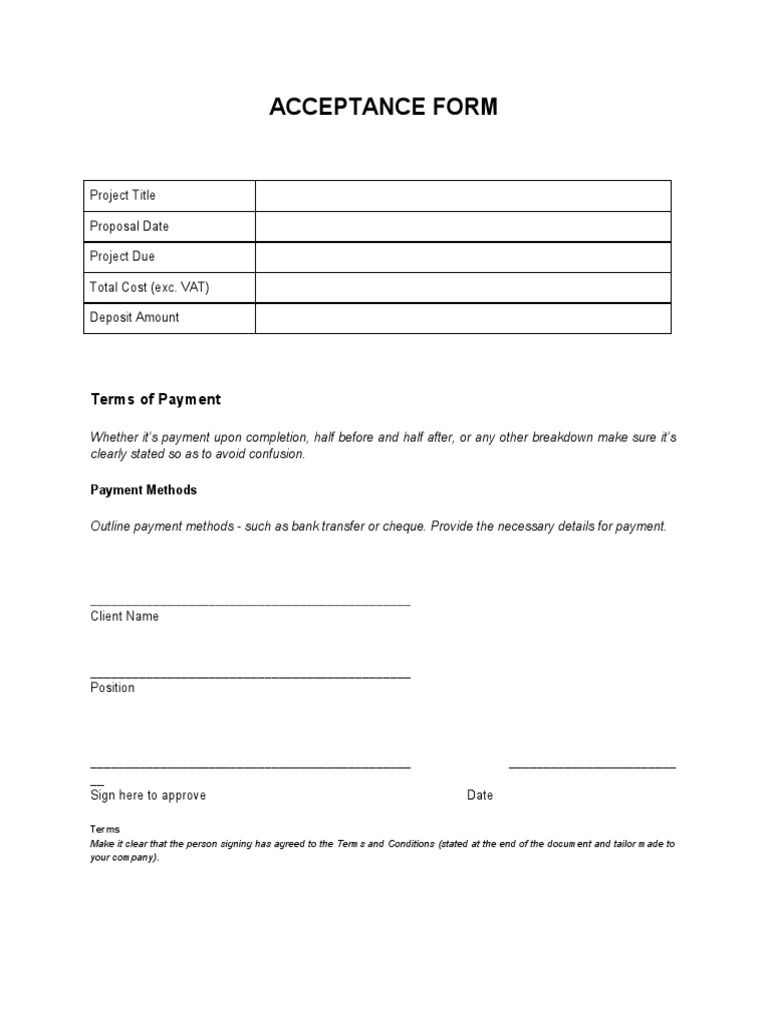 Website Design Project Acceptance Form | PDF | Word Press | Websites