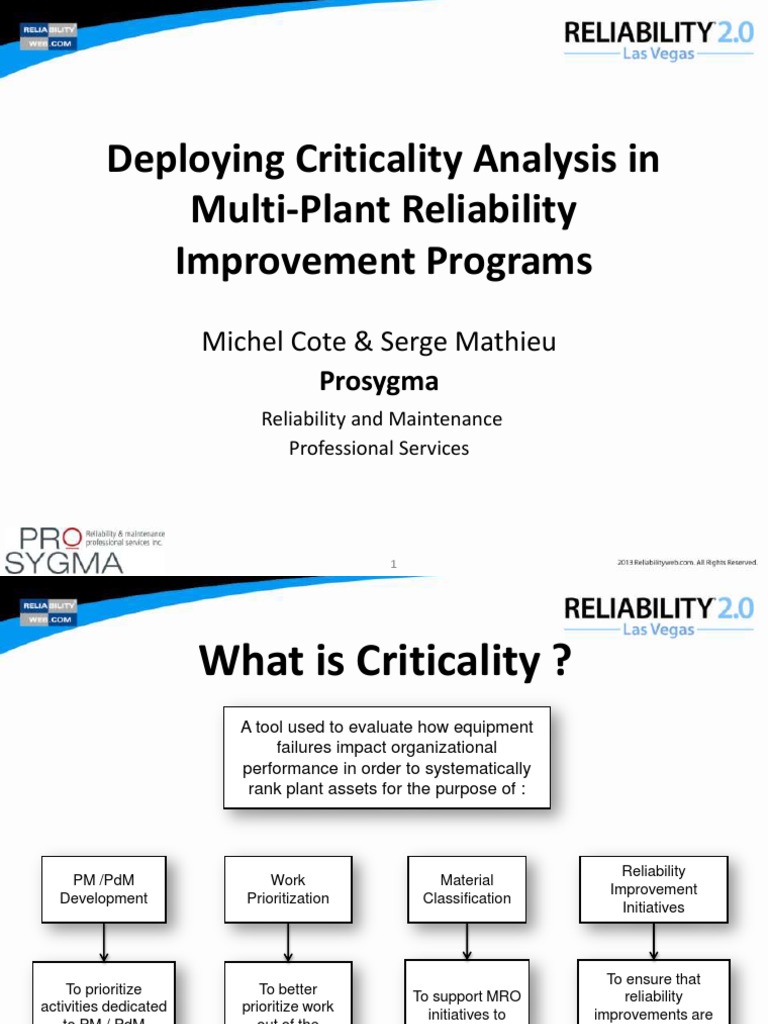 Multi-Plant Reliability: Criticality Analysis | PDF | Reliability ...