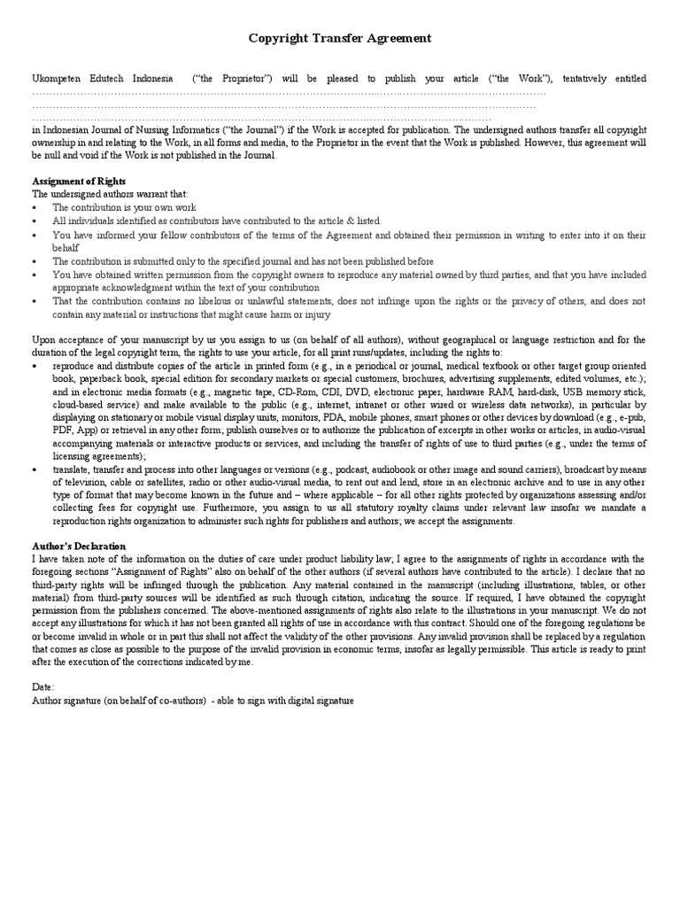 Copyright Transfer Agreement | PDF | Rights | Copyright