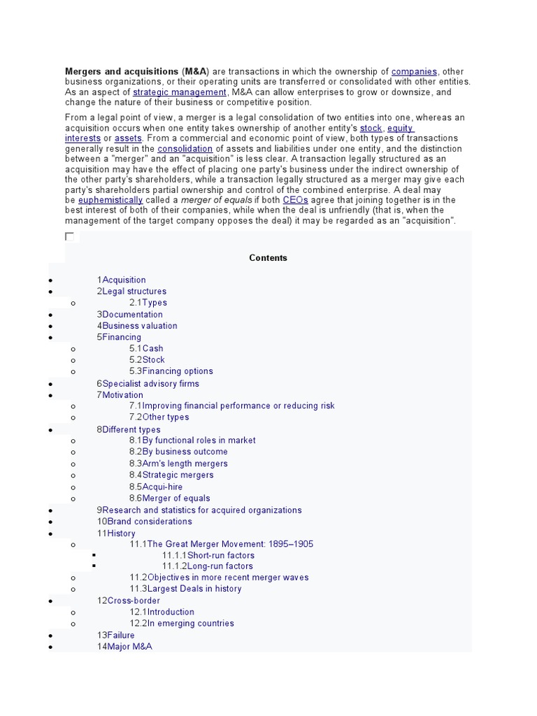 MERGERS AND ACQUISITIONS EDINBURGH BUSINESS SCHOOL PDF visual data 2