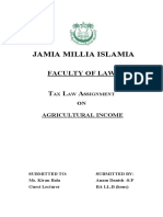 JAMIA MILLIA ISLAMIA FACULTY OF LAW TAX LAW ASSIGNMENT ON AGRICULTURAL INCOME