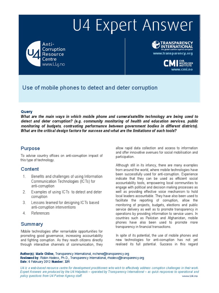Mobile Tech in Anti-Corruption Efforts | PDF | Information And ...