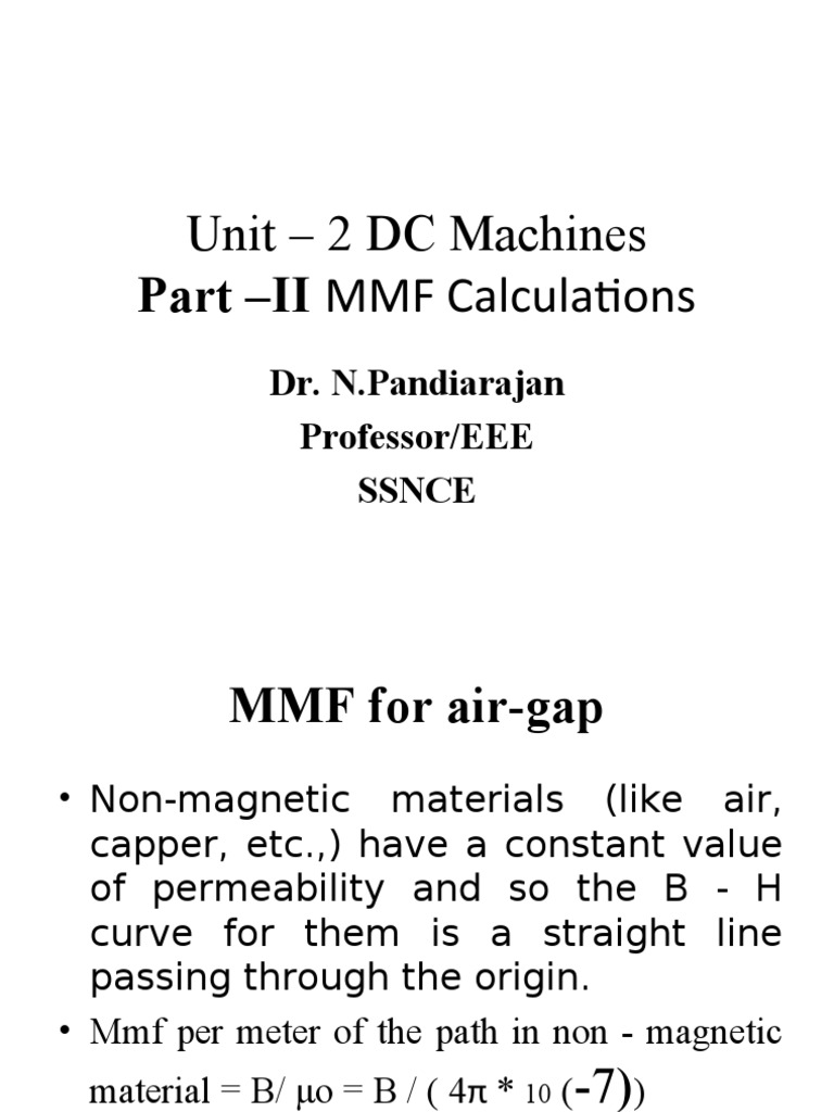 Unit - 2 DC Machines: Part - II MMF Calculations | Download Free PDF ...