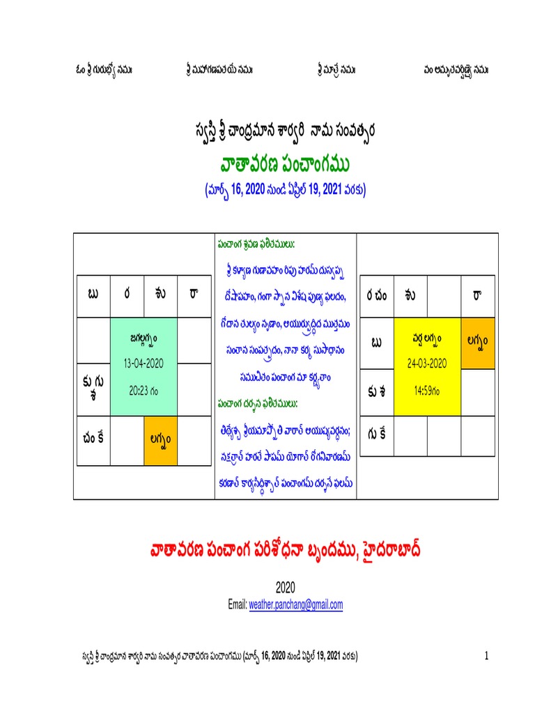 Srisarvari Vaataavarana Panchangam Monsoon Weather Forecasting