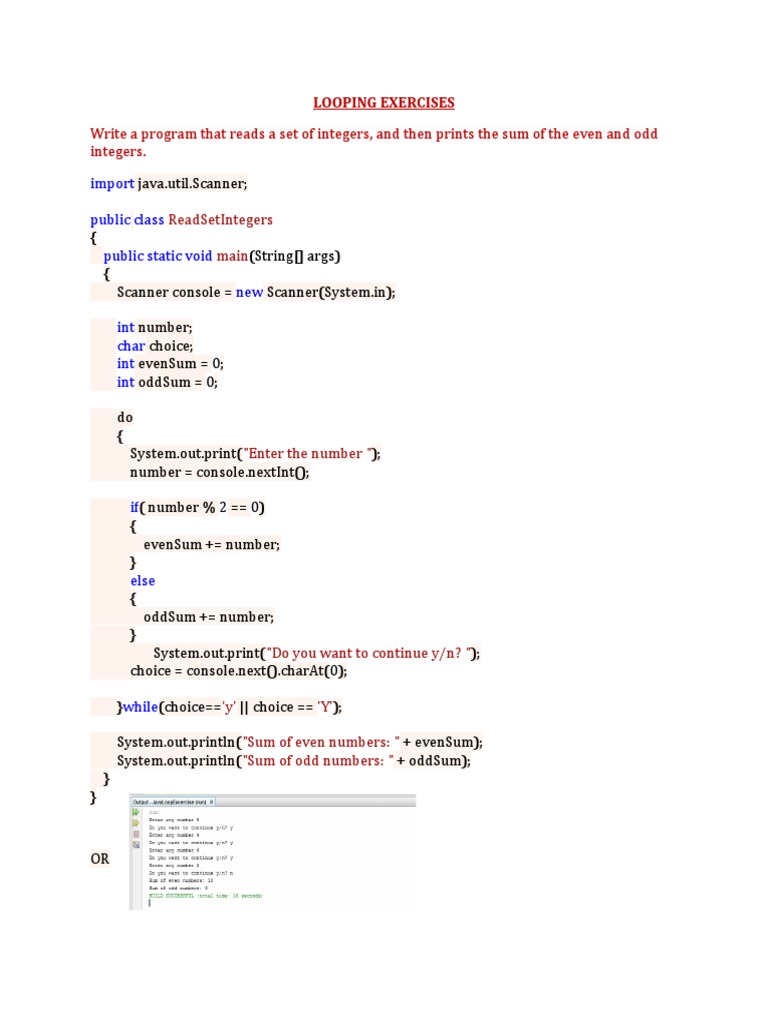 Java Loop Exercises With Solutions Pdf