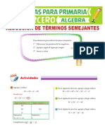 Ejercicios de Términos Semejantes para Tercero de Primaria