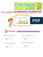 Elementos de Una Expresión Algebraica para Tercero de Primaria