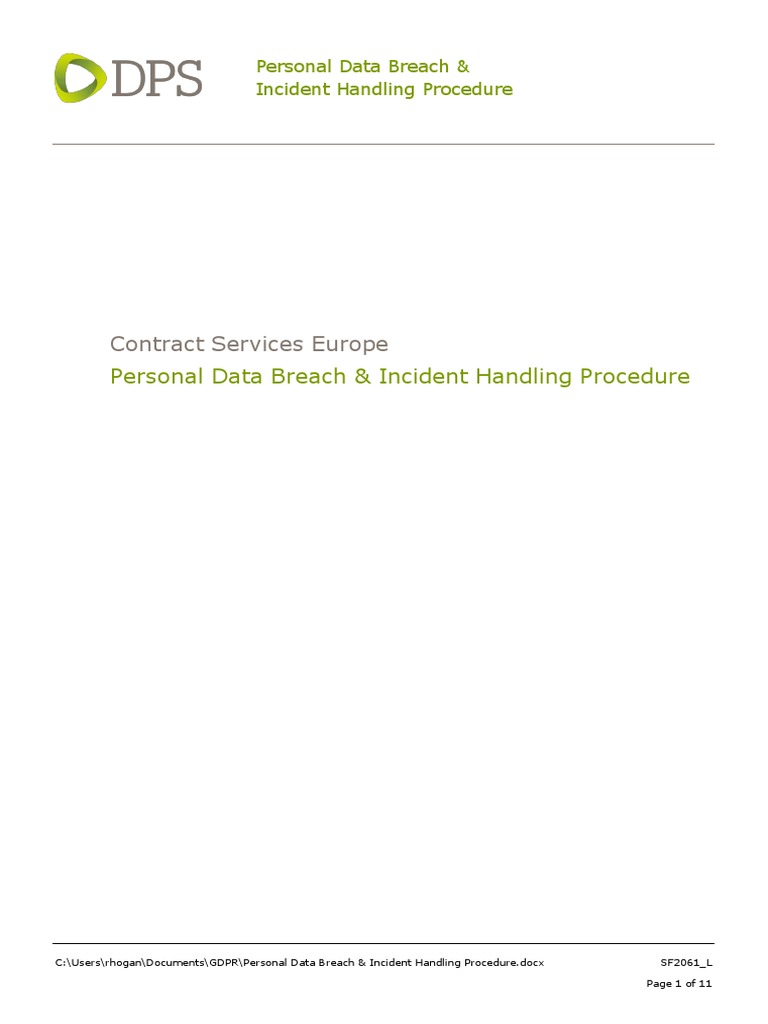Personal Data Breach Handling Procedure | PDF | Information Security ...