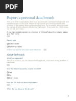 Personal Data Breach Report ICO