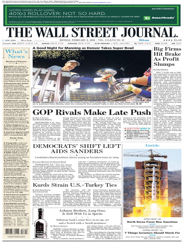Wallstreetjournal 20160208 The Wall Street Journal PDF Corporate