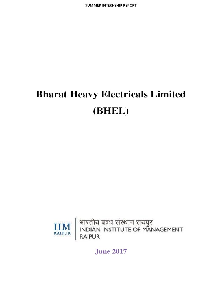 Bharat Heavy Electricals Limited (BHEL) : June 2017 | PDF | Working ...